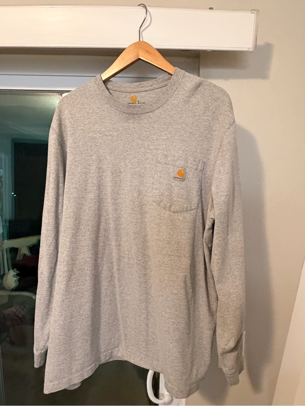 Carhartt Heather Grey Crewneck Shirt with Yellow Logo